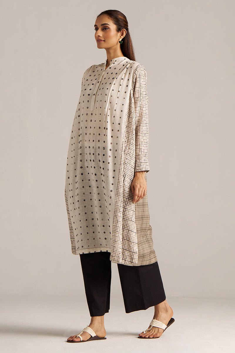 Off White and Black Print Linen Co-ord Set