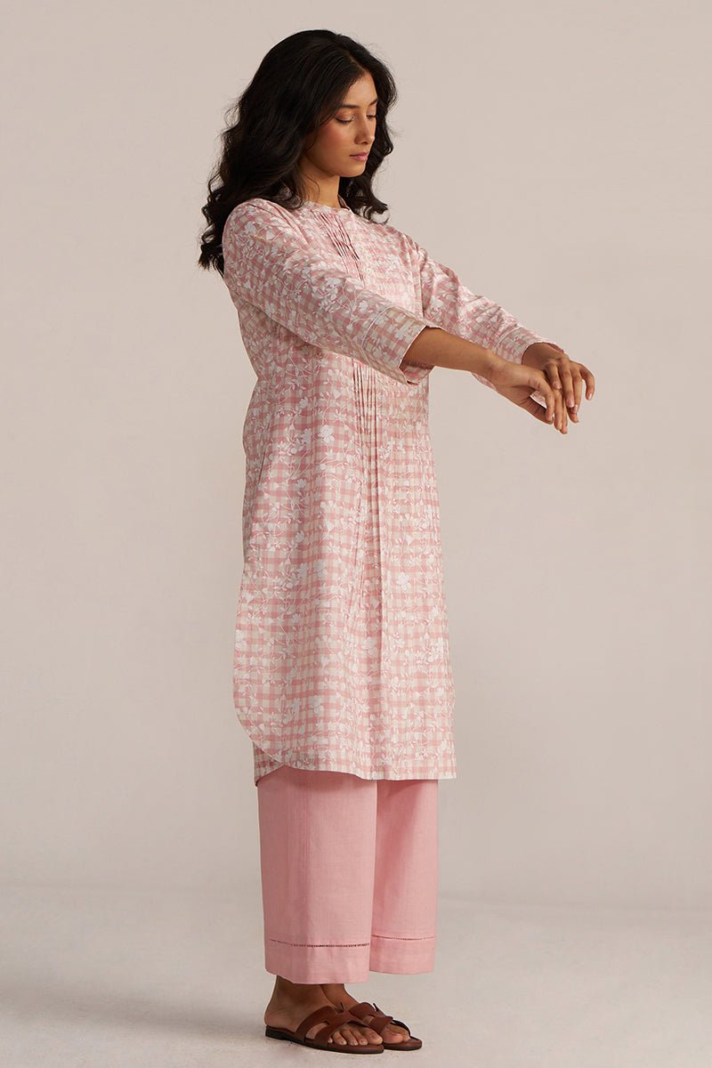 Rose Pink and White Cotton Print Co-ord Set