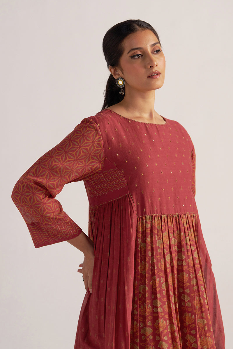 Brick Red Mul Cotton Co-ord Set