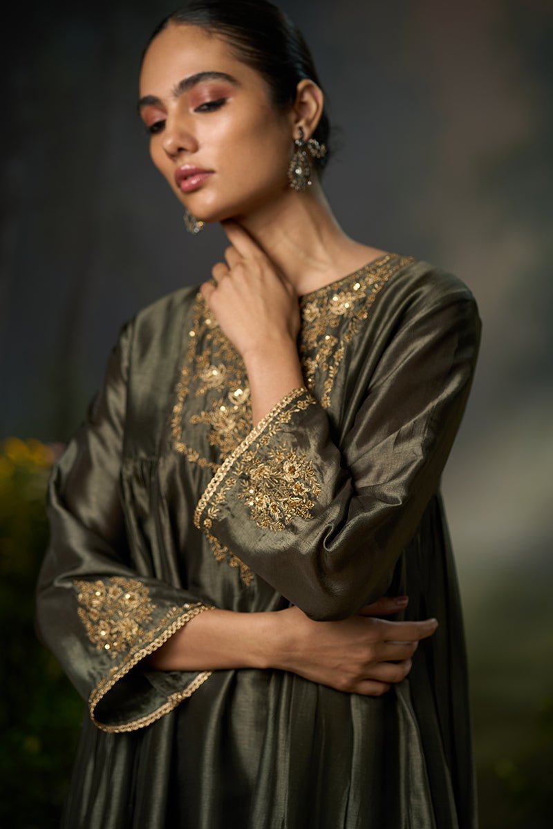 Tarmac Raw-Silk Festive Sharara Kurta Set