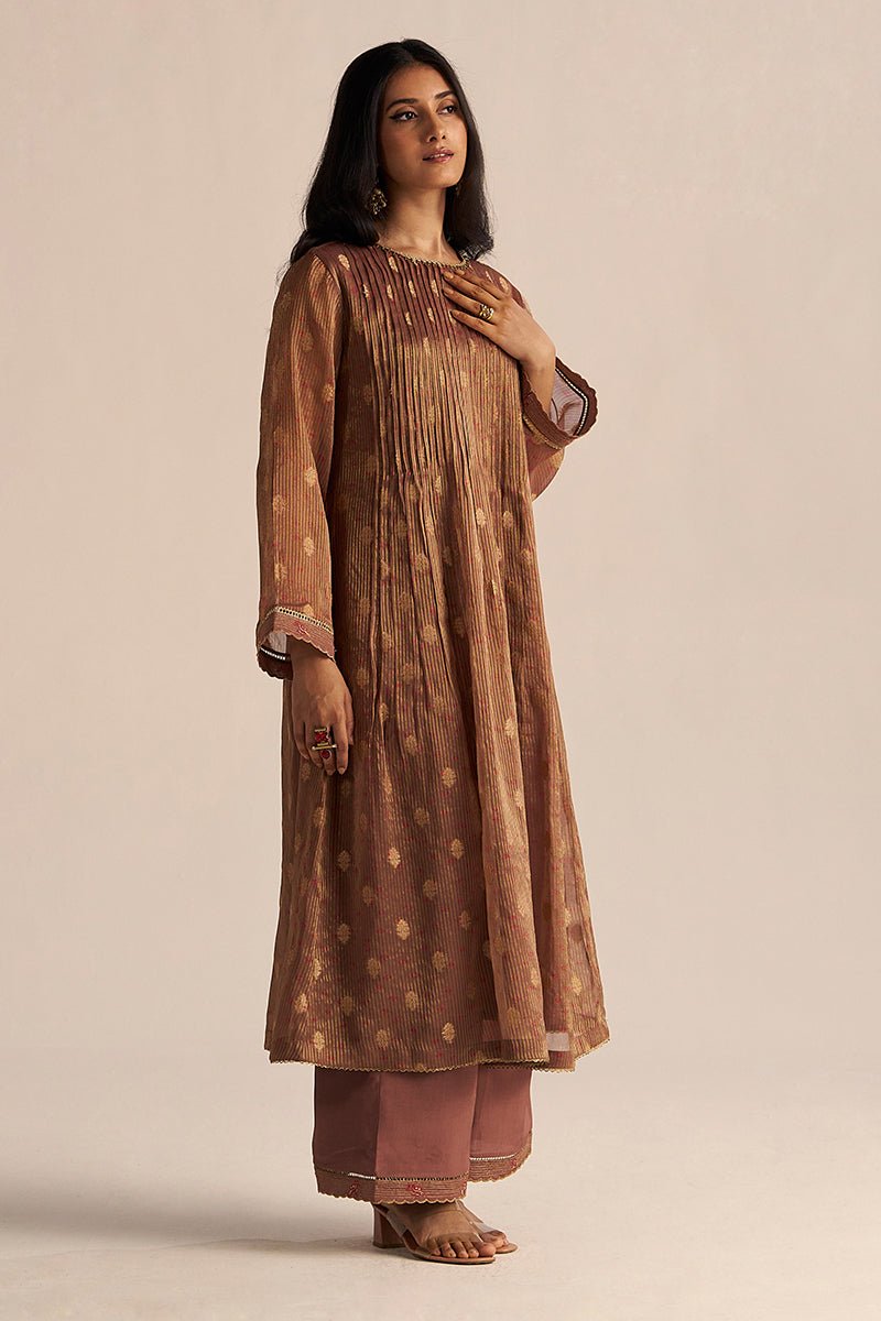 Cognac Brown Tissue Festive Co-ord Set