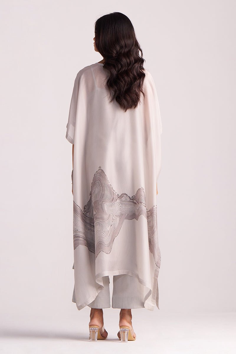 Ash Grey Silk Kaftaan Co-ord Set