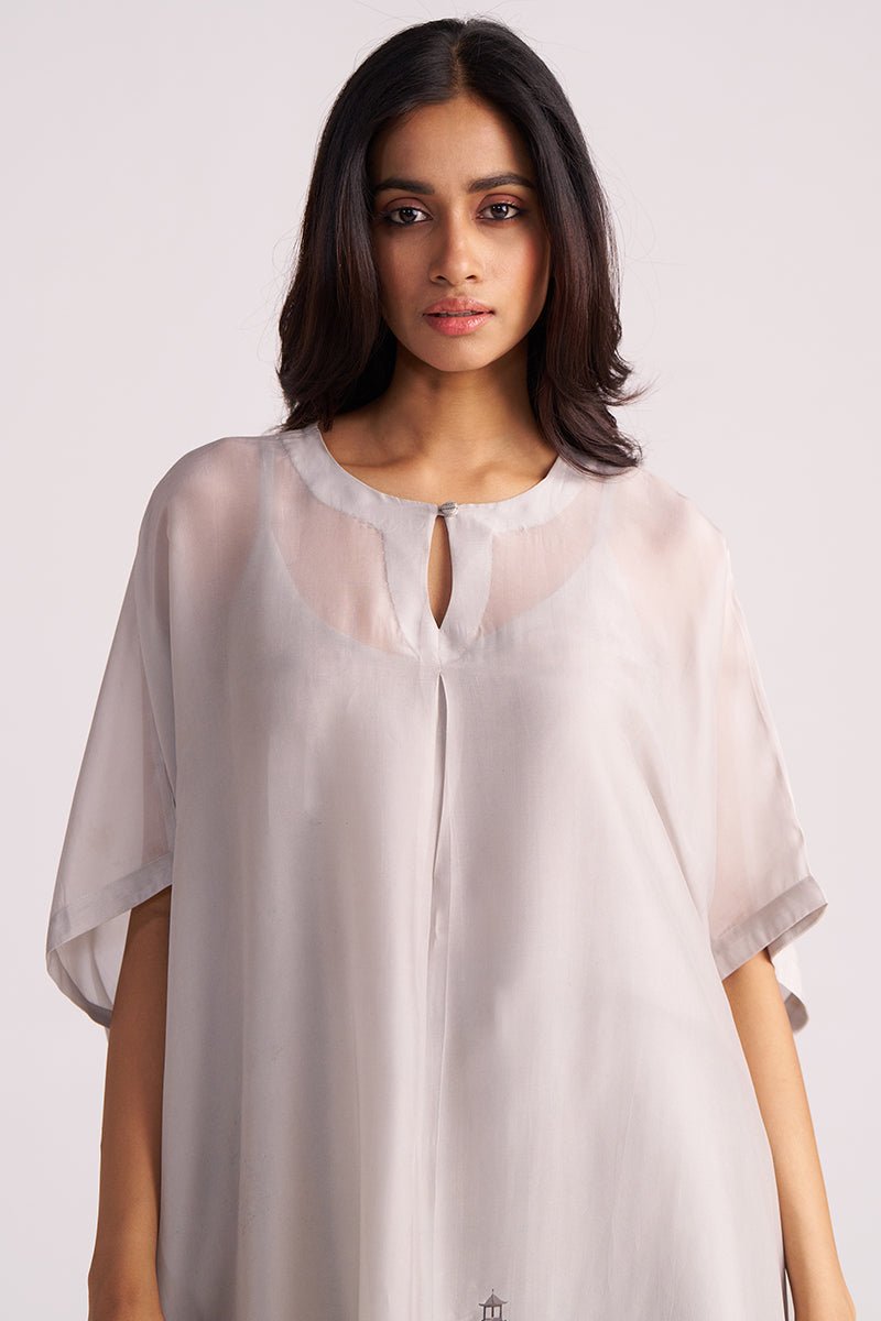 Ash Grey Silk Kaftaan Co-ord Set