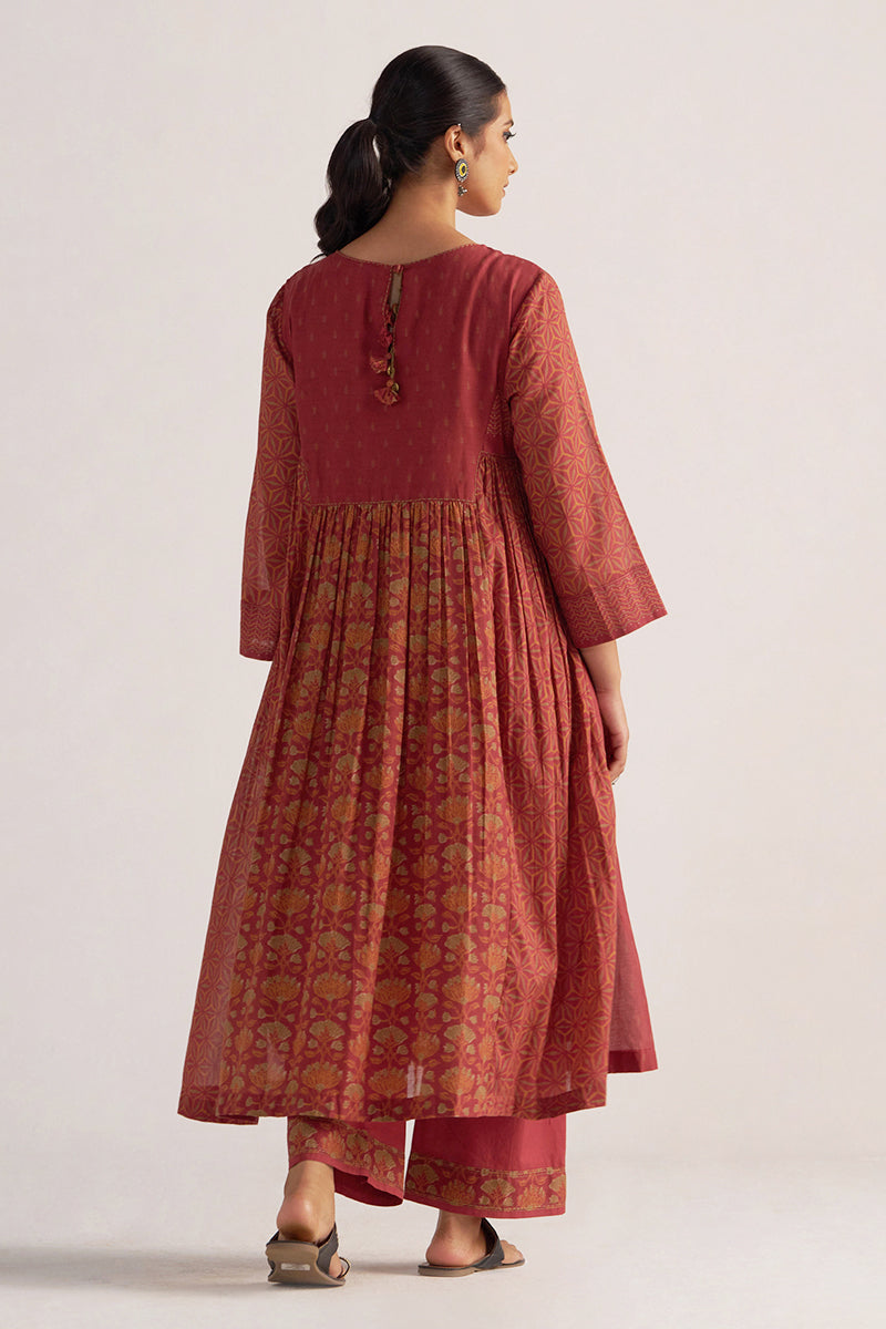 Brick Red Mul Cotton Co-ord Set