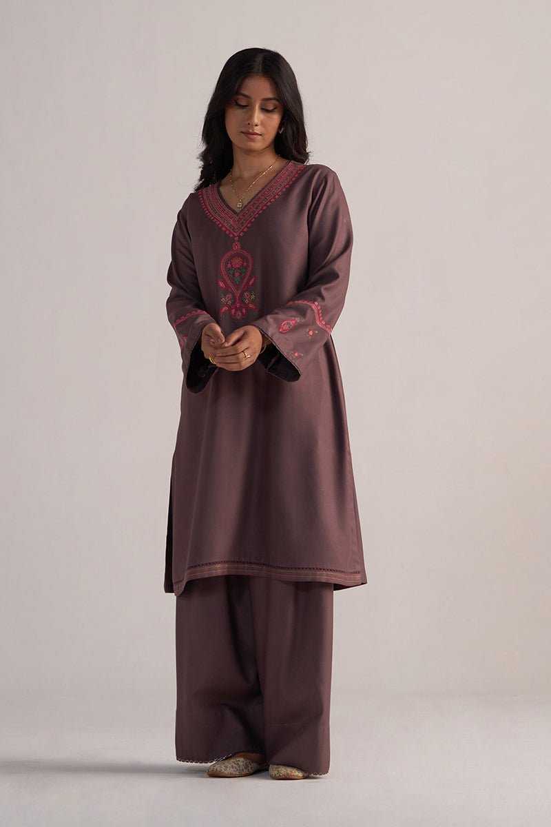 Plum Truffle Pashmina Kurta Set