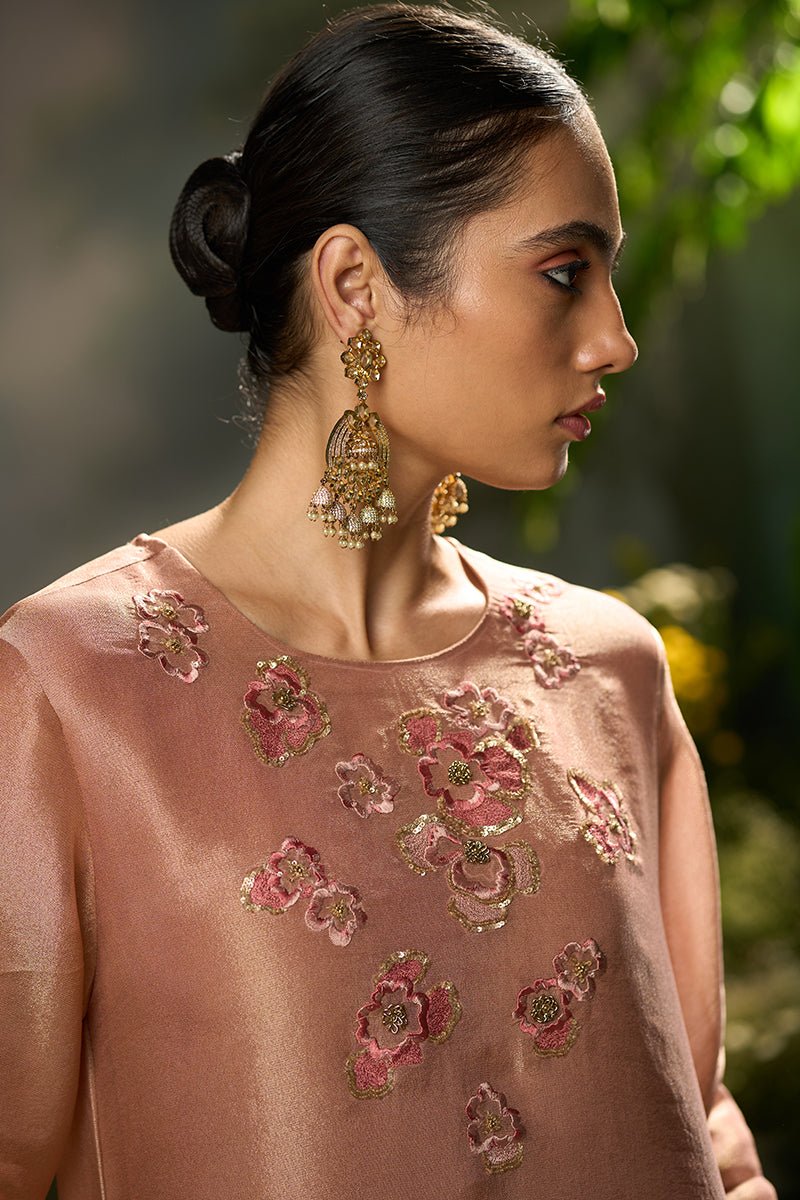 Rose Dawn Tissue Silk Festive Kurta Set