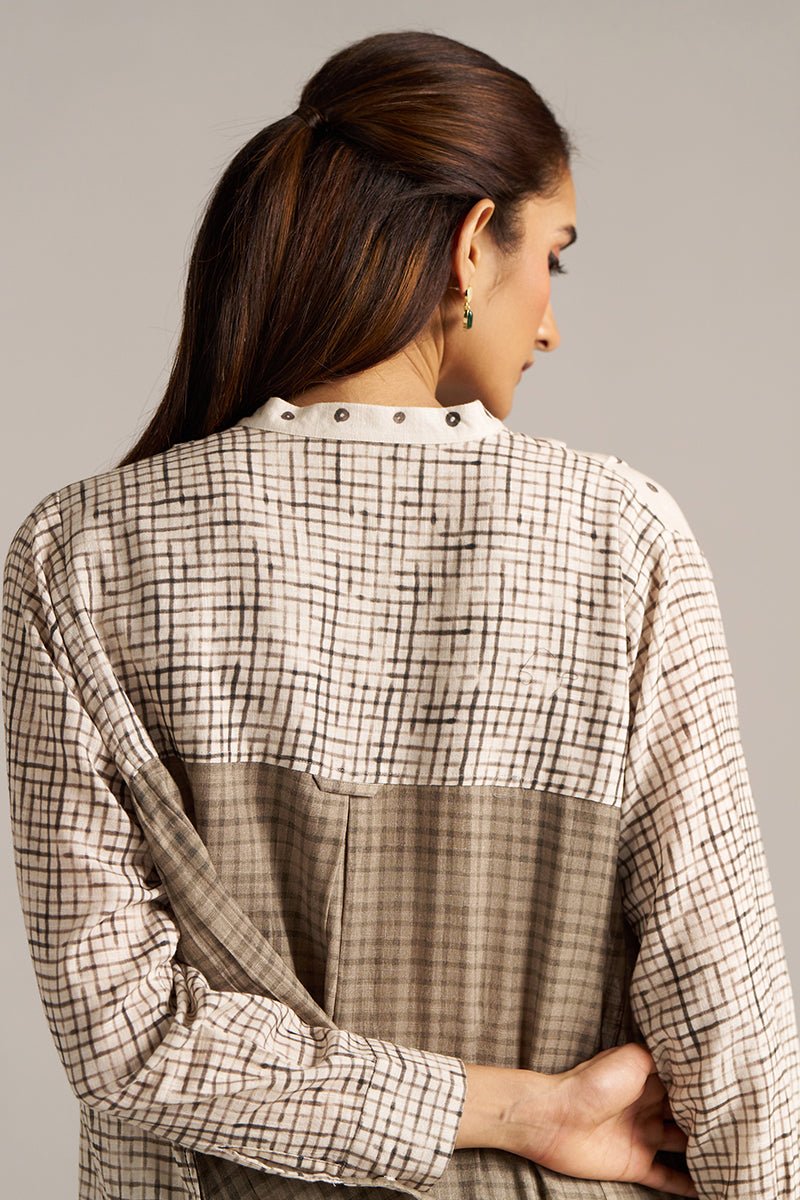 Off White and Black Print Linen Co-ord Set