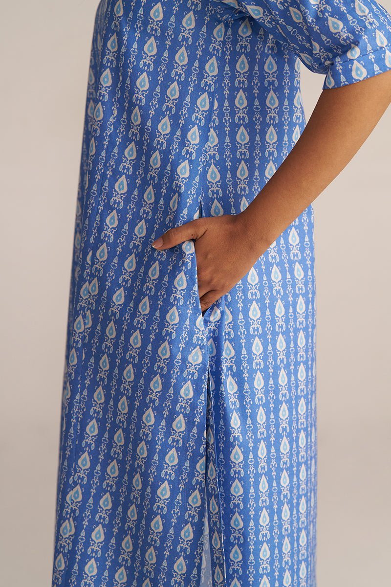 Blue and White Cotton Print Co-ord Set
