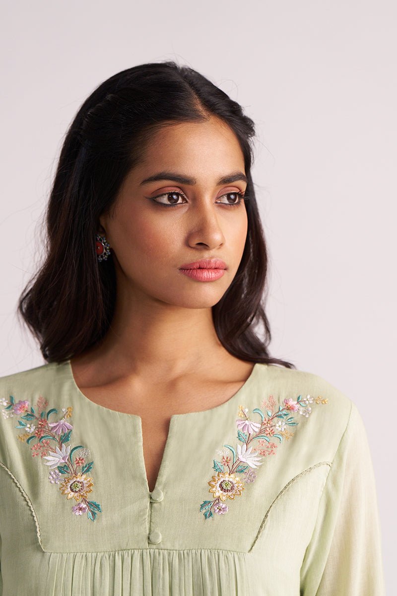 Quient Green Mul-Mul Co-ord Set