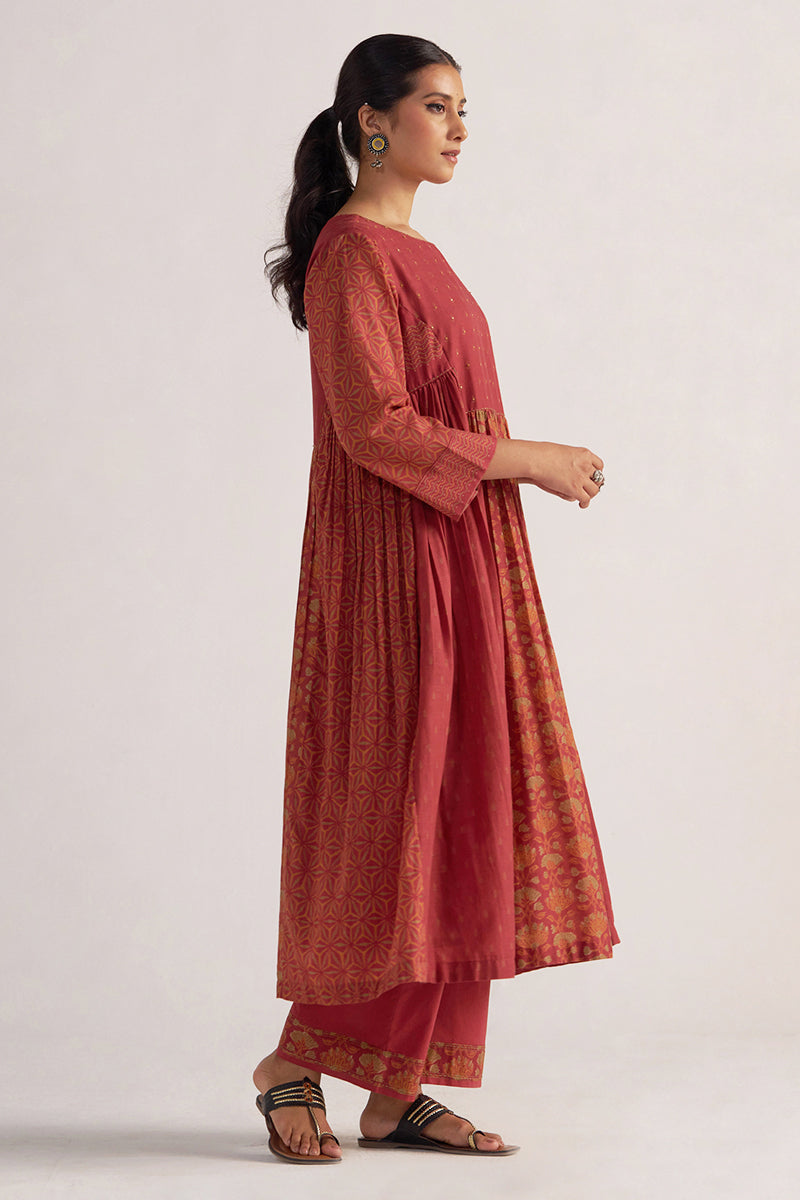 Brick Red Mul Cotton Co-ord Set