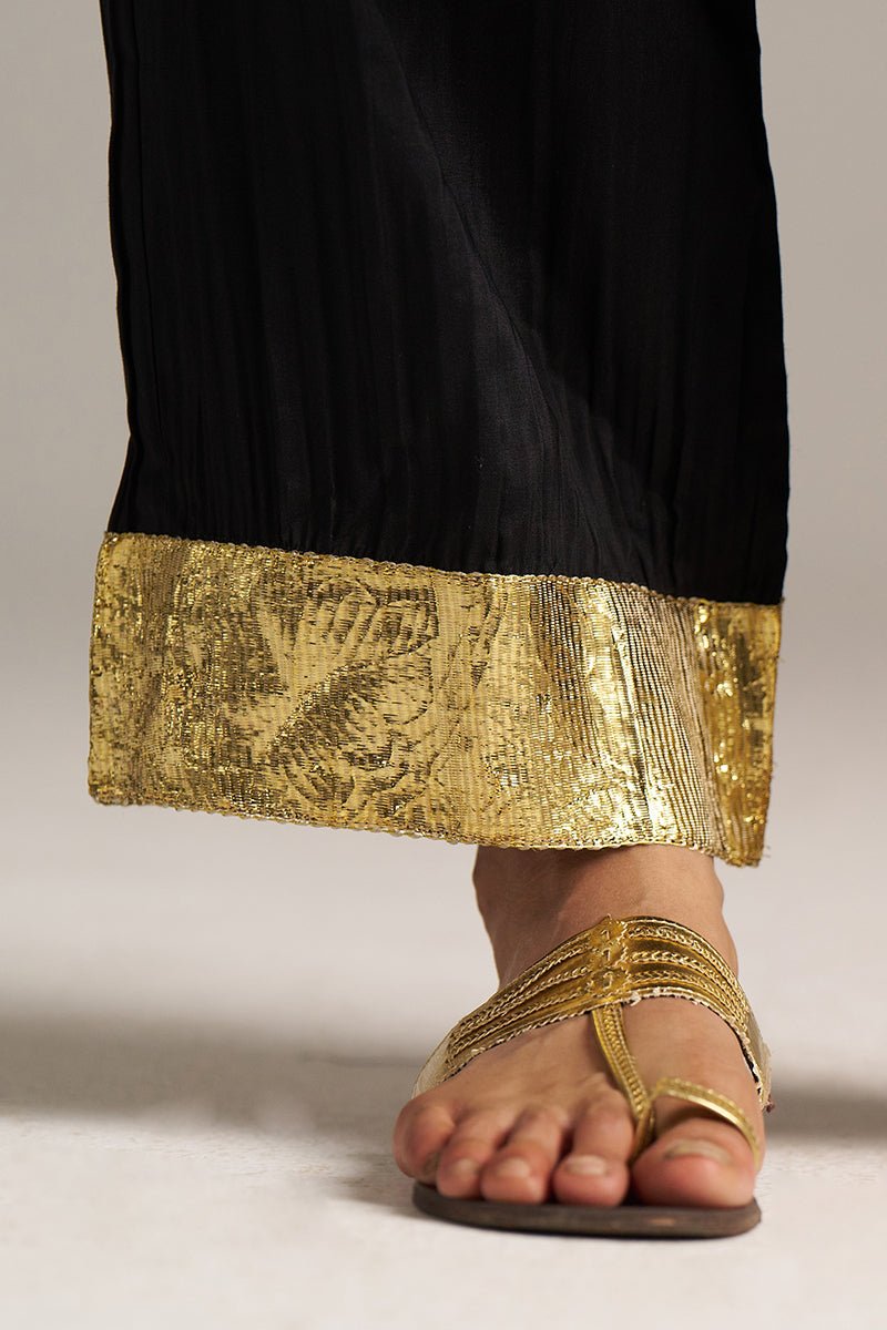 Black Zari Woven Mul-Chanderi Festive Co-ord Set