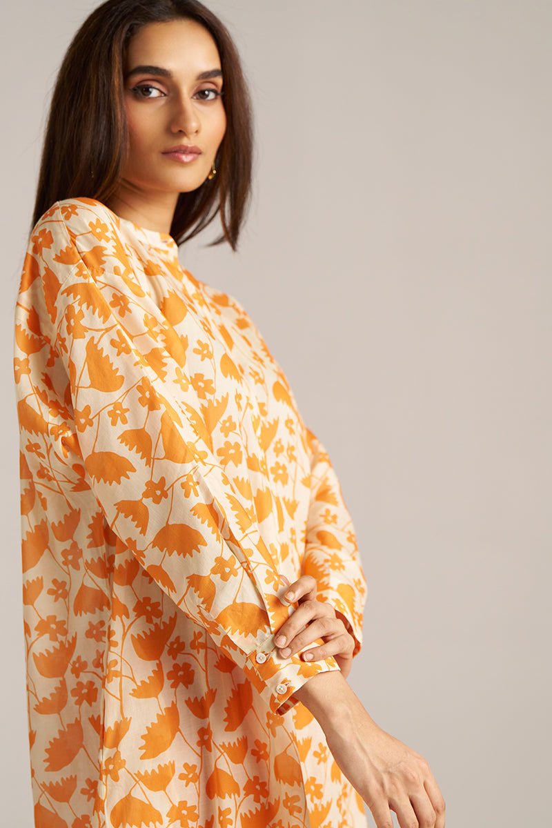 Celosia Orange and Cream Print Co-ord Set