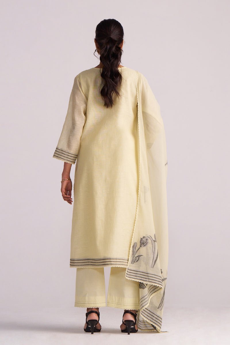 Butter Yellow Chanderi Woven Kurta Set