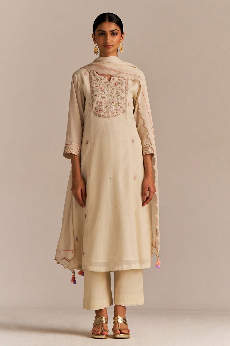 Buttercream Embroidered Kurta Set