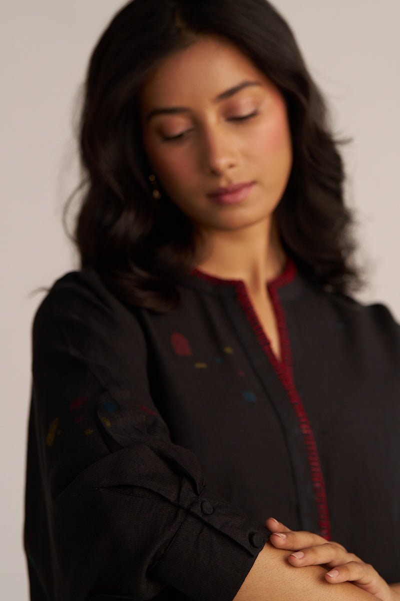 Black Multi-Colour Woven Co-ord Set