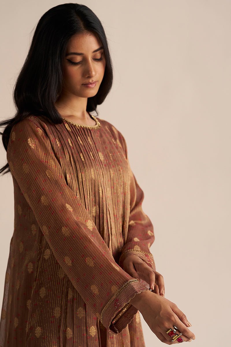 Cognac Brown Tissue Festive Co-ord Set