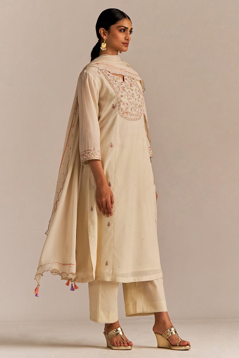 Buttercream Embroidered Kurta Set
