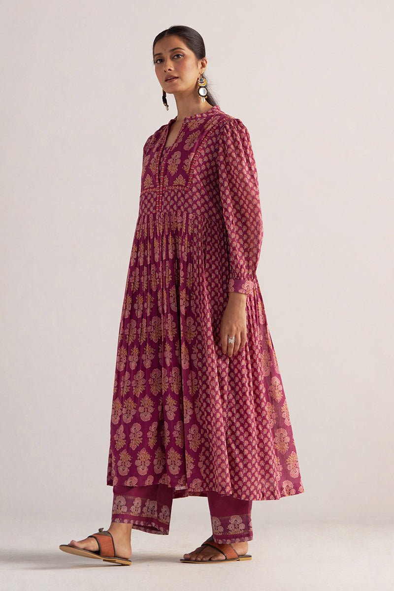 Dark Purple Mul Cotton Co-ord Set