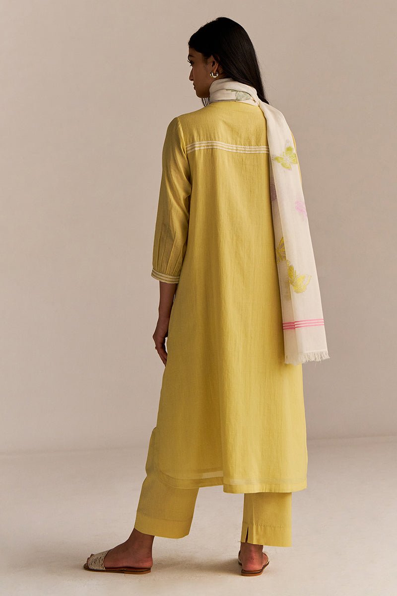 Popcorn Yellow Embroidered Kurta Set