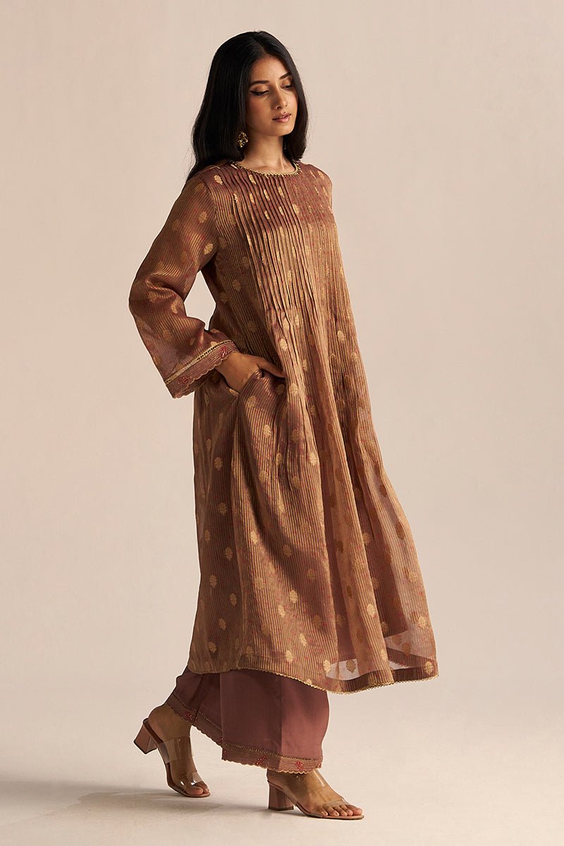 Cognac Brown Tissue Festive Co-ord Set