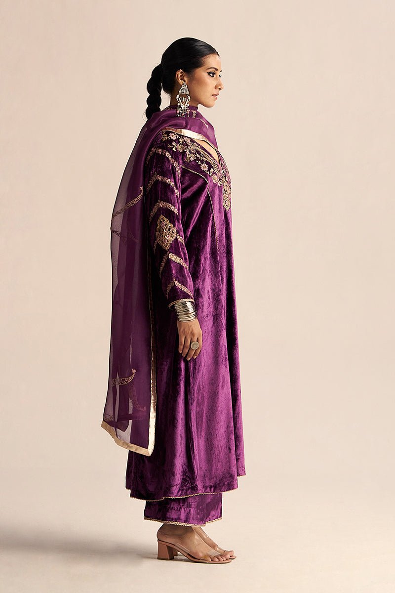 Imperial Purple Velvet Festive Kurta Set
