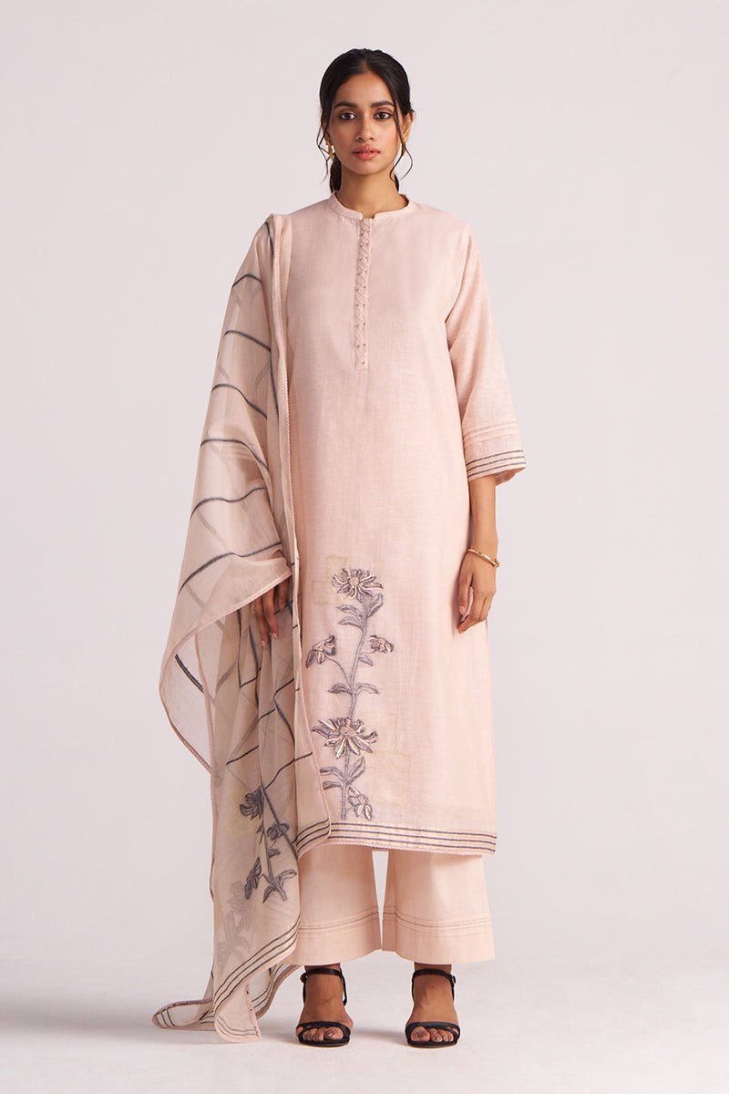 Sepia Rose Woven Chanderi Kurta Set