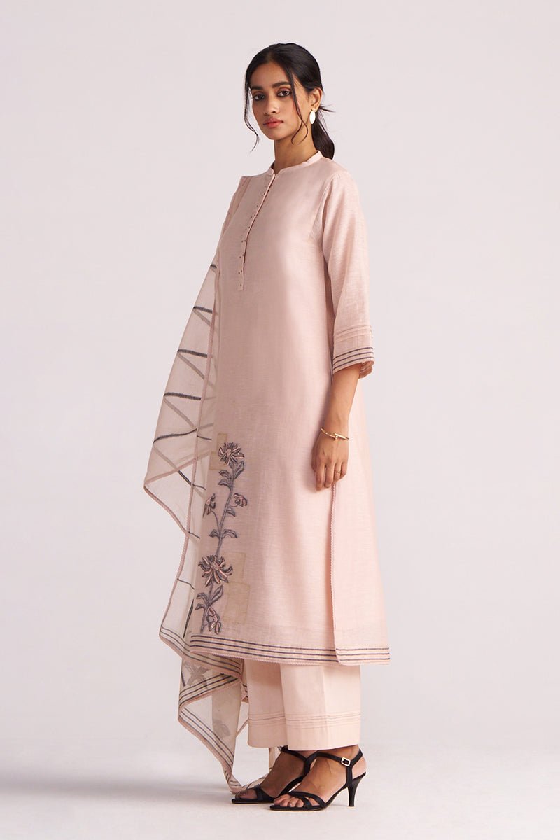 Sepia Rose Woven Chanderi Kurta Set