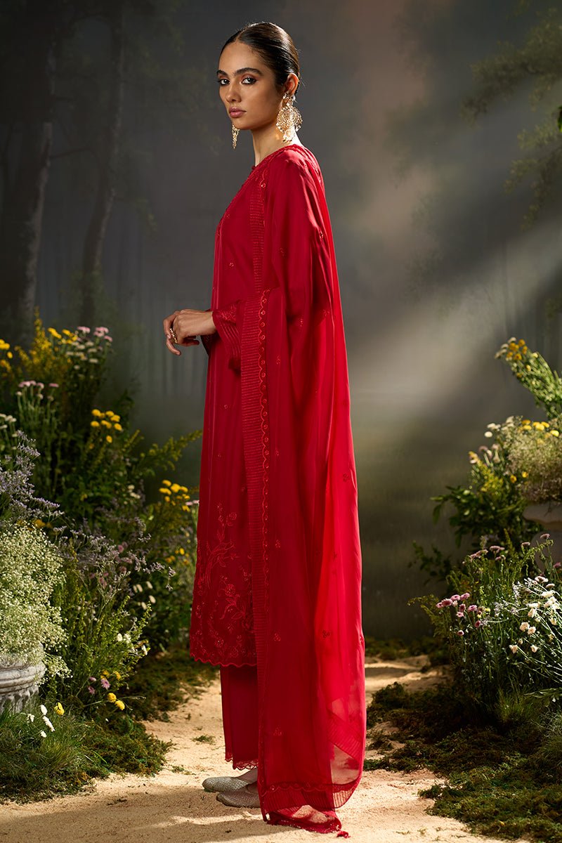 Salsa Red Festive Kurta Set