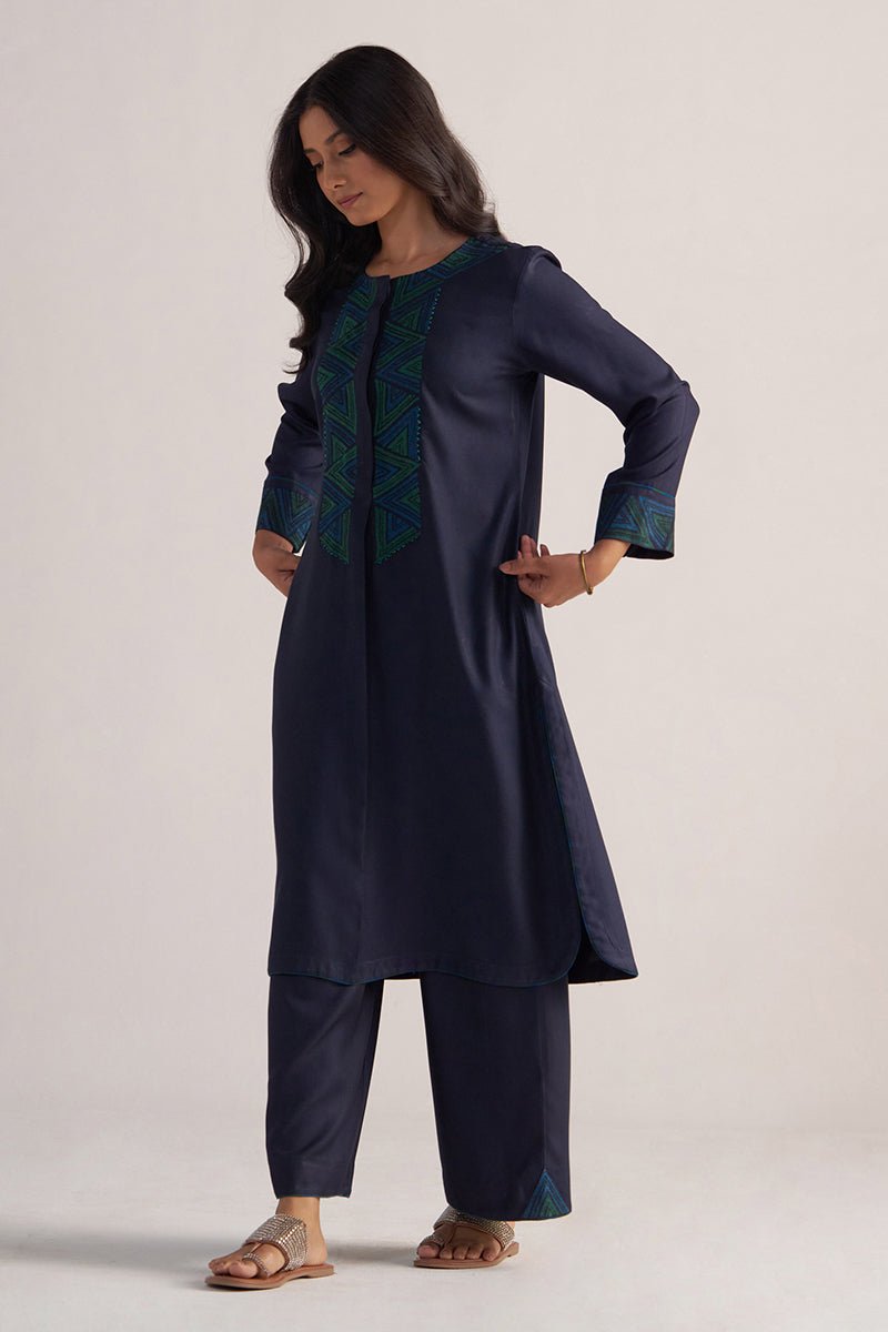 Carbon Blue Pashmina Kurta Set