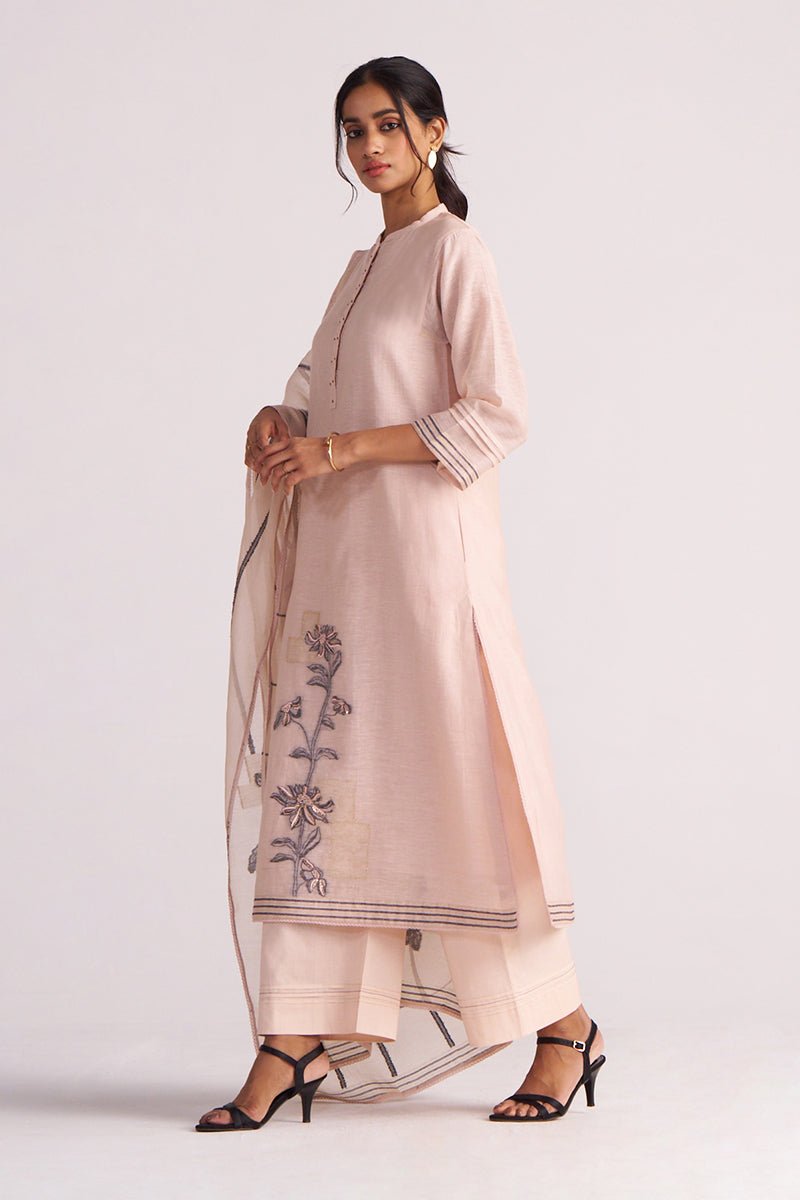Sepia Rose Woven Chanderi Kurta Set