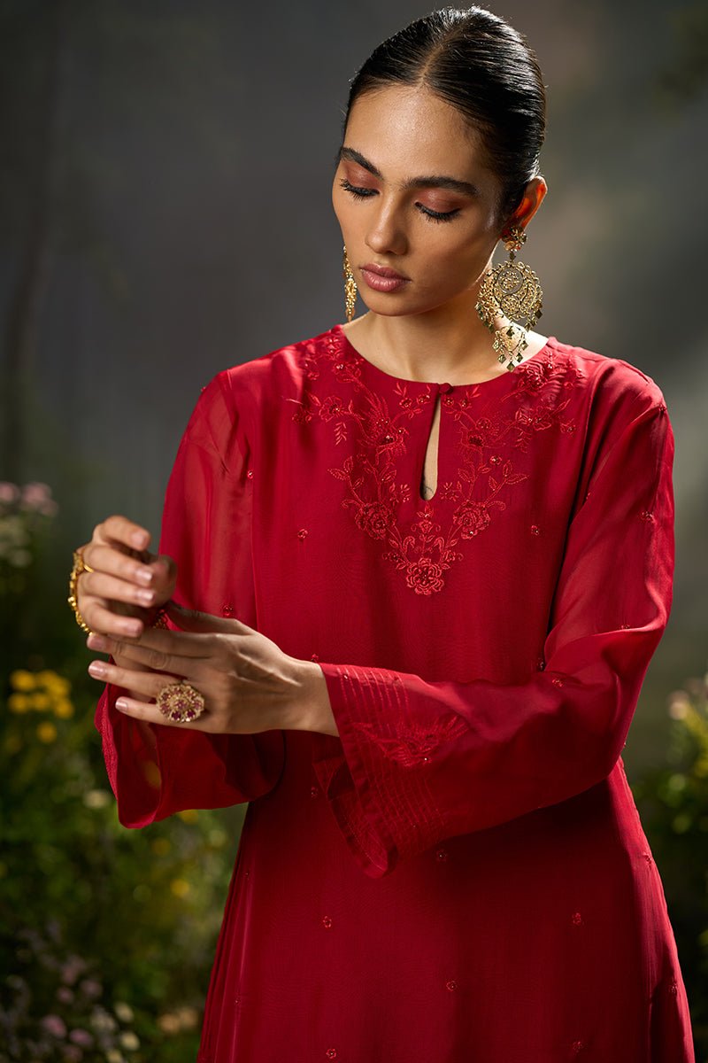Salsa Red Festive Kurta Set