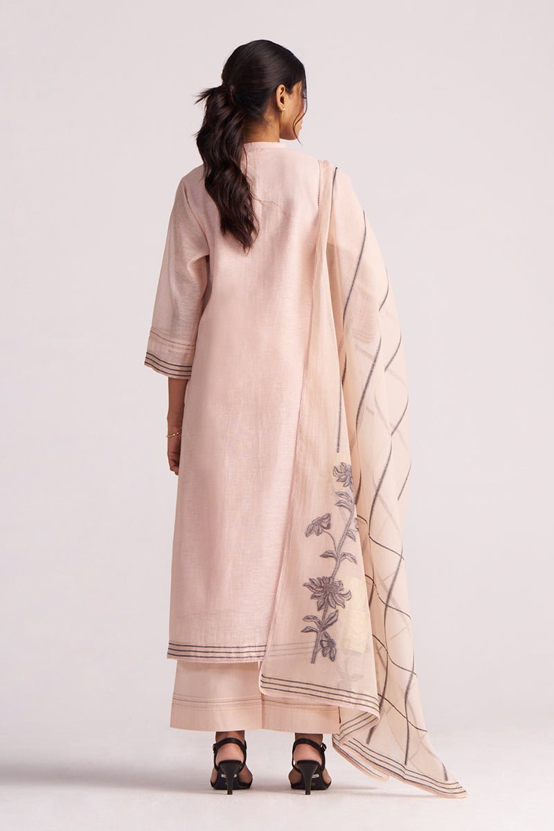 Sepia Rose Woven Chanderi Kurta Set