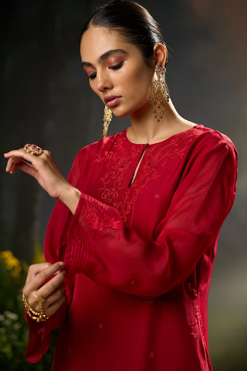 Salsa Red Festive Kurta Set