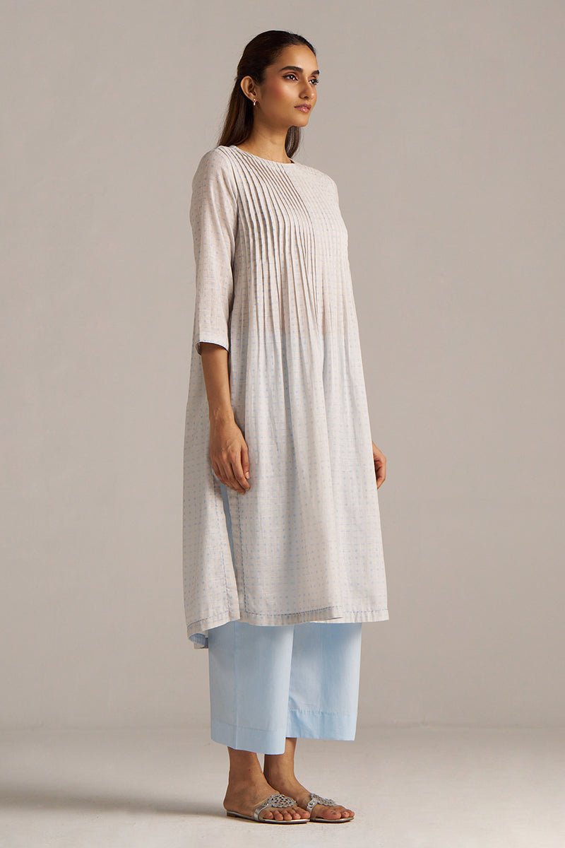 Baby Blue and Off-White Dotted Print Co-ord Set