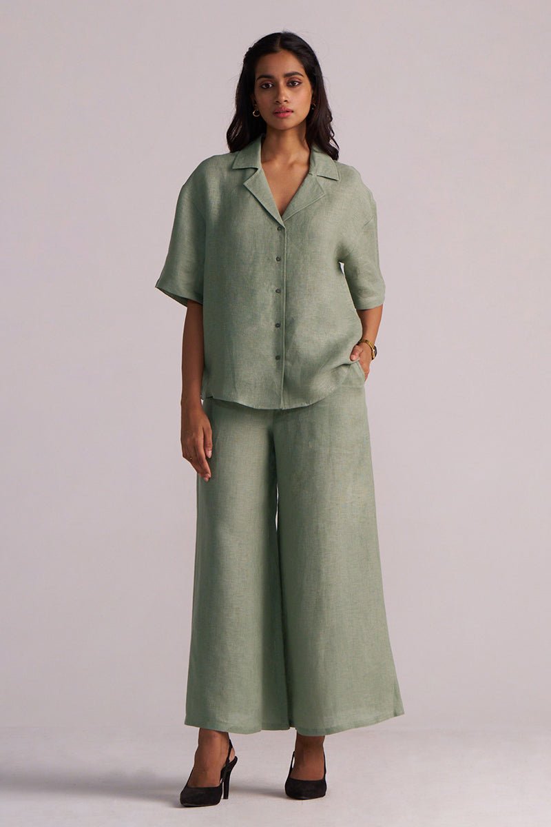 Lily Pad Green Pure Linen Co-ord Set