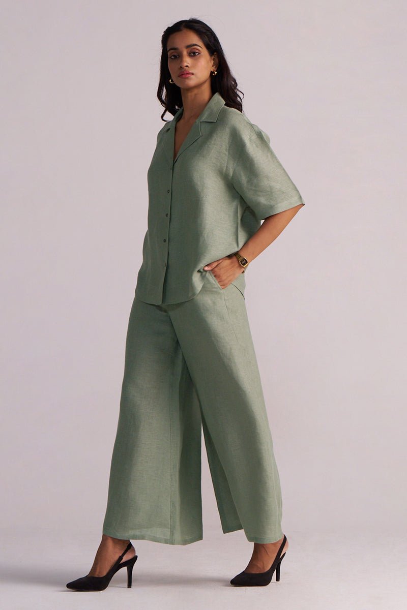 Lily Pad Green Pure Linen Co-ord Set