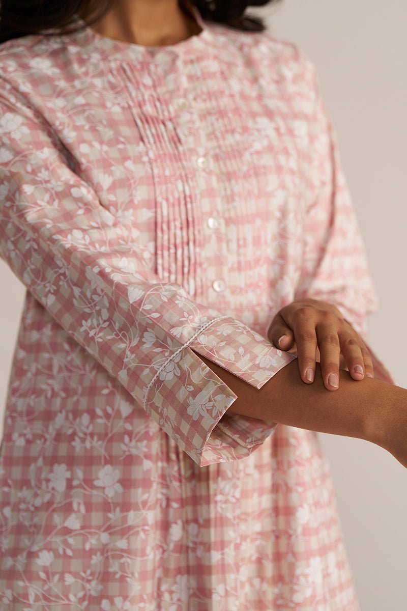 Rose Pink and White Cotton Print Co-ord Set