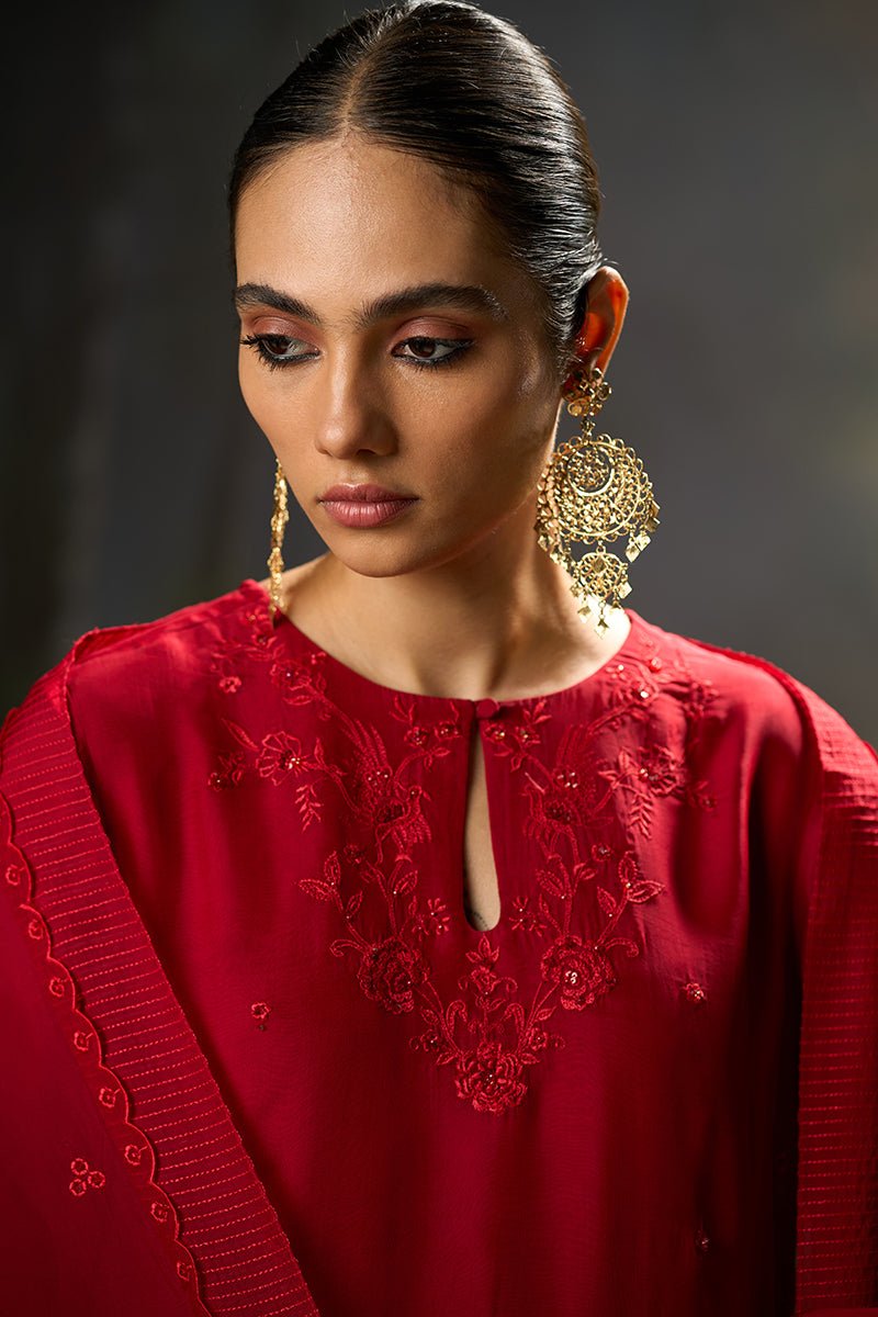 Salsa Red Festive Kurta Set