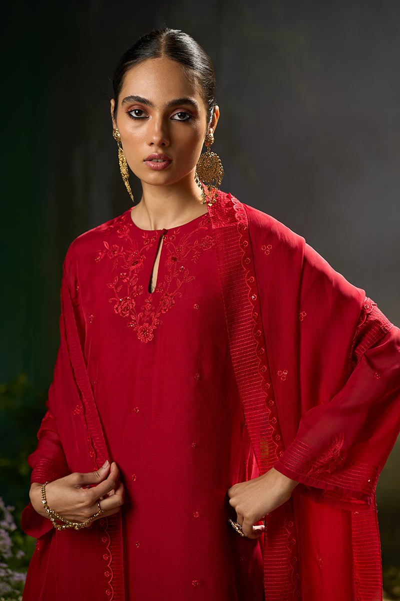 Salsa Red Festive Kurta Set