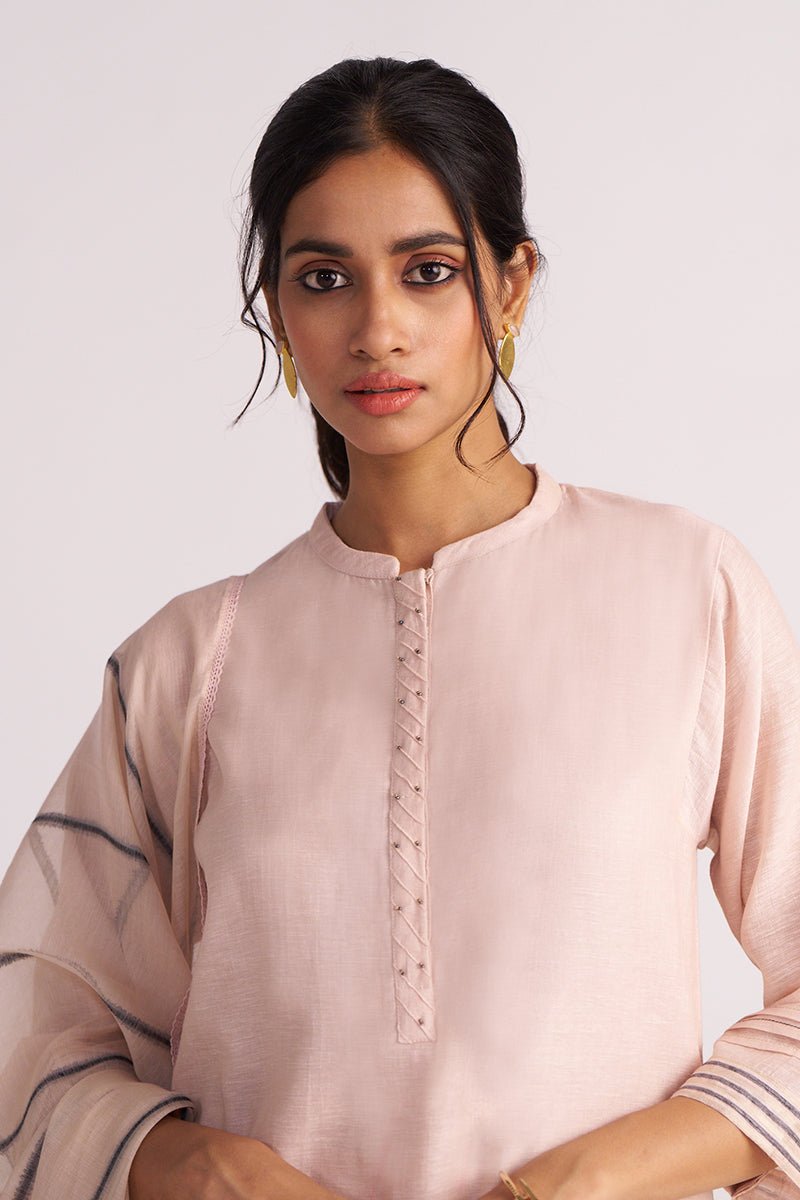 Sepia Rose Woven Chanderi Kurta Set
