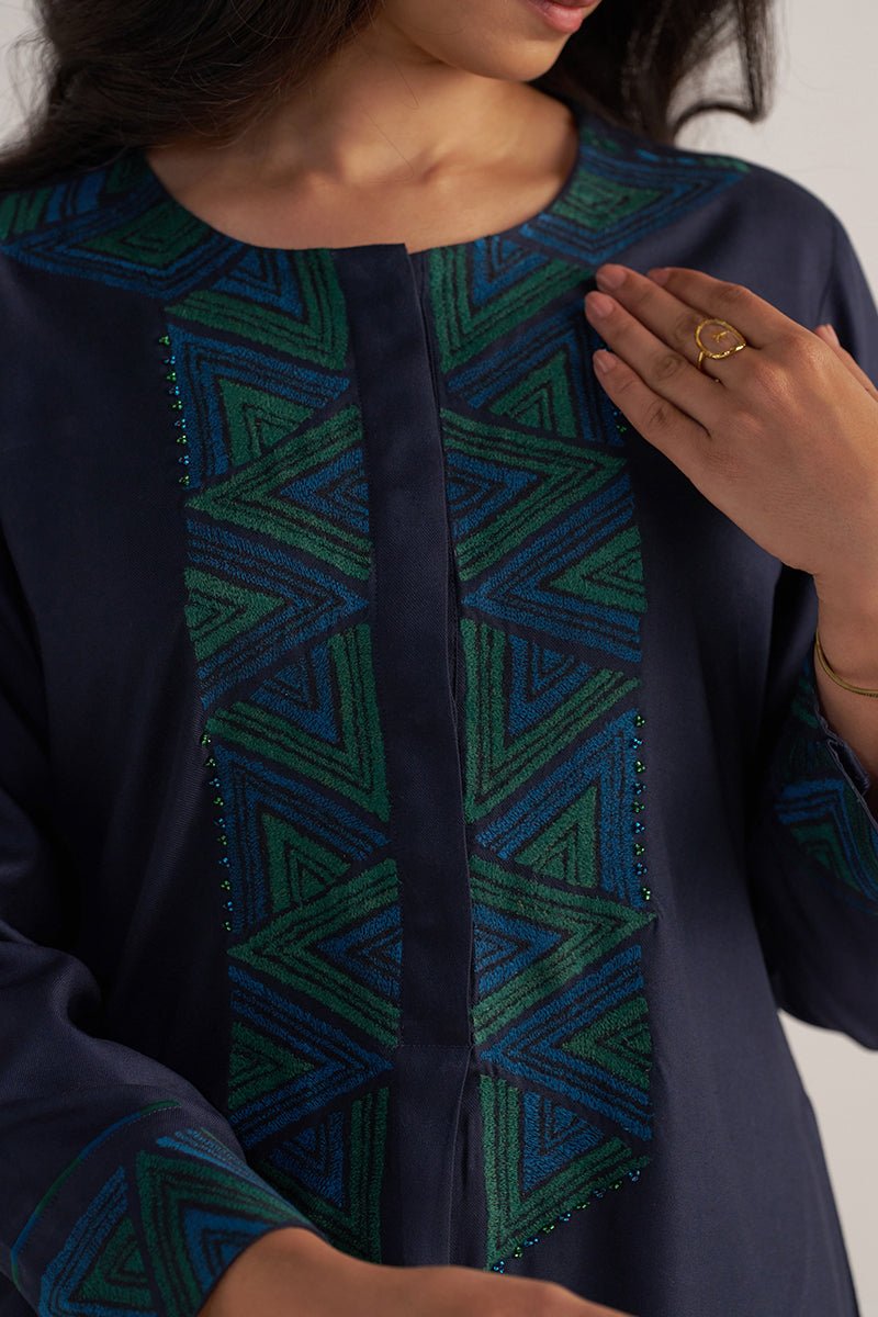 Carbon Blue Pashmina Kurta Set