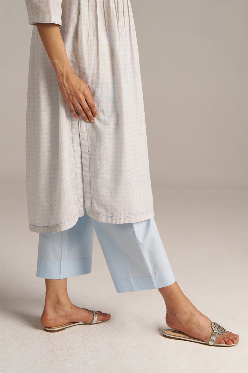 Baby Blue and Off-White Dotted Print Co-ord Set