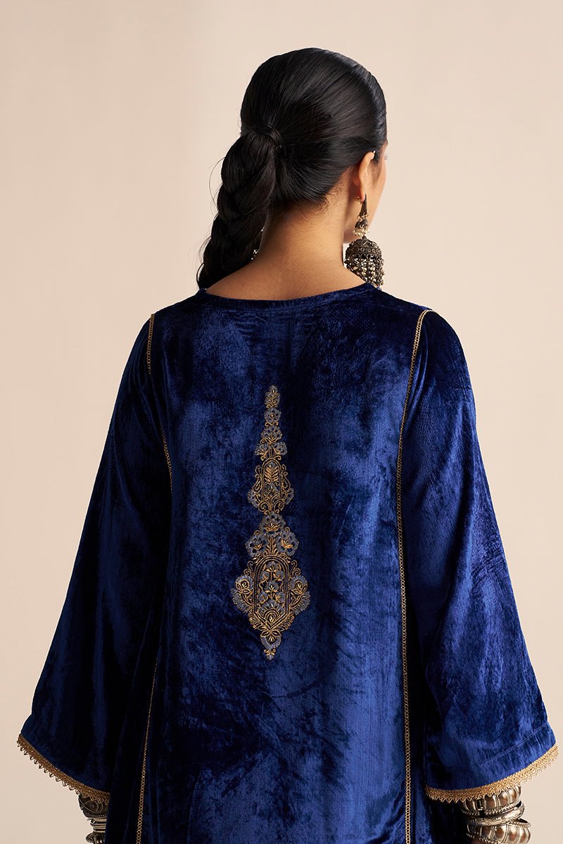 Monaco-Blue Velvet Festive Co-ord Set