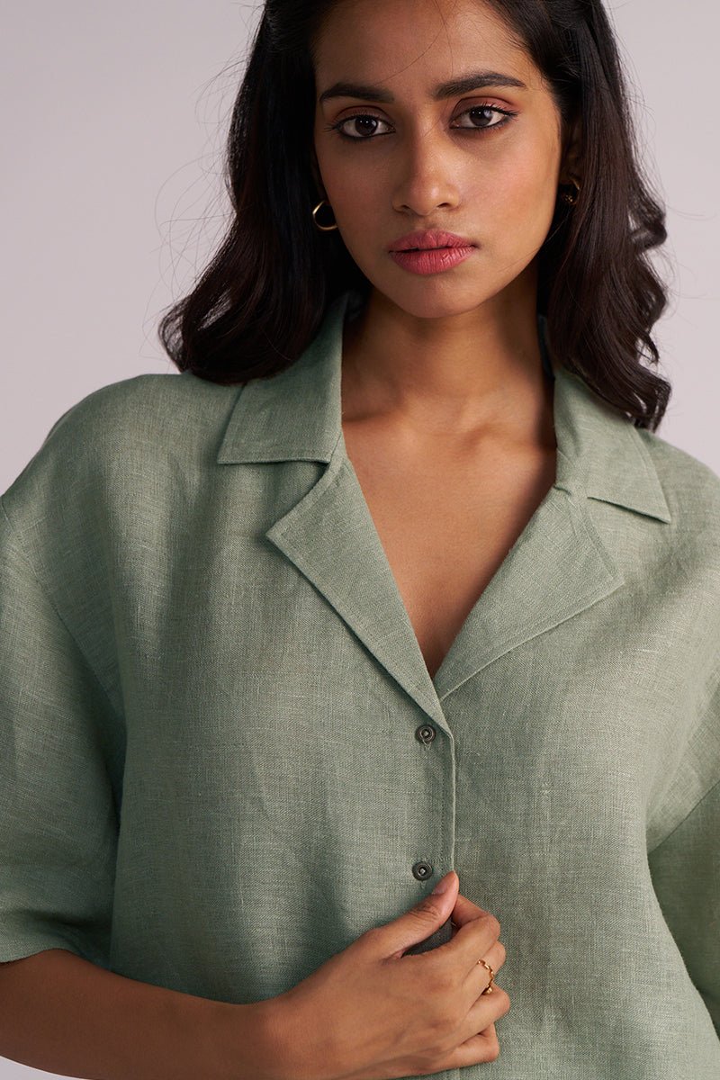 Lily Pad Green Pure Linen Co-ord Set