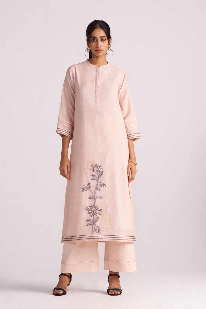 Sepia Rose Woven Chanderi Kurta Set