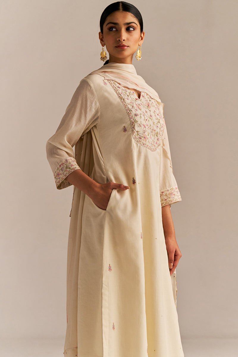 Buttercream Embroidered Kurta Set