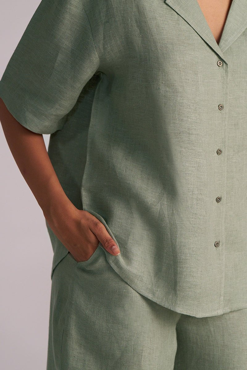 Lily Pad Green Pure Linen Co-ord Set