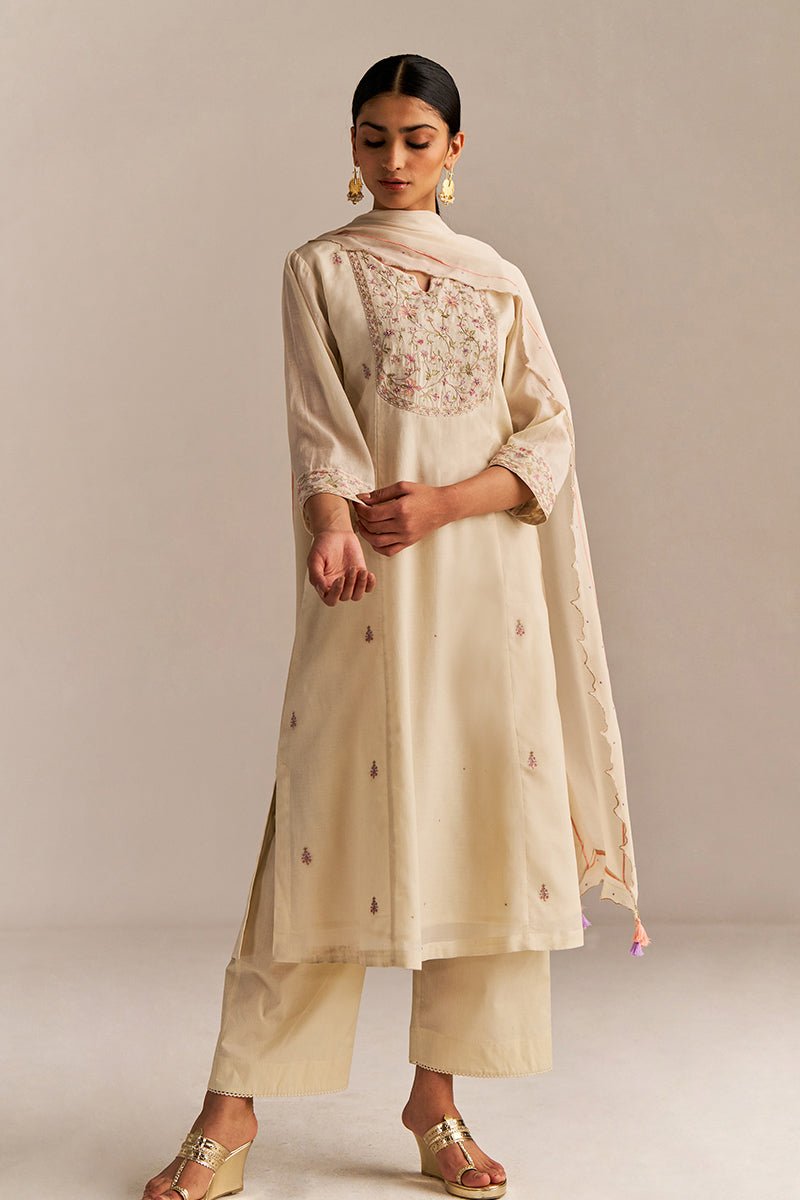 Buttercream Embroidered Kurta Set