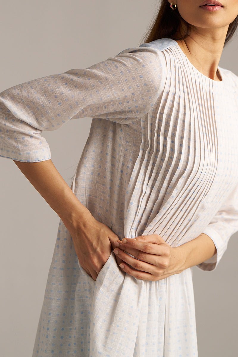 Baby Blue and Off-White Dotted Print Co-ord Set