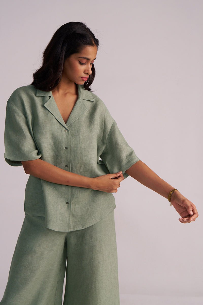 Lily Pad Green Pure Linen Co-ord Set